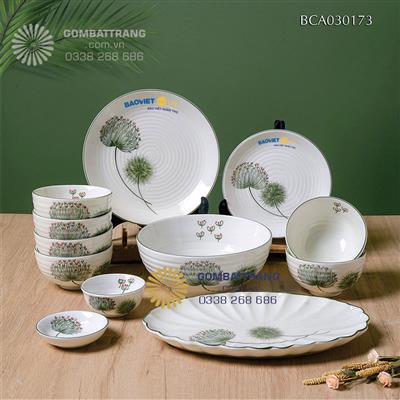 Bộ bát đĩa Bát Tràng cao cấp in logo