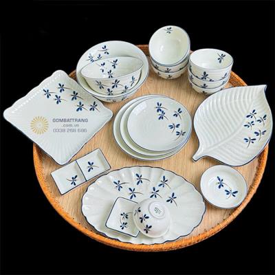Bộ chén dĩa gốm bát tràng quà tặng đẹp