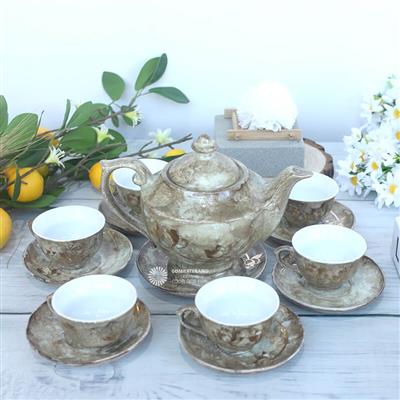 Bộ chén gốm Bát Tràng hoa sen sang rẻ đẹp