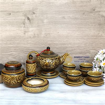 Bộ Chén Trà Bát Tràng Đắp Nổi Cao Cấp Giá Rẻ