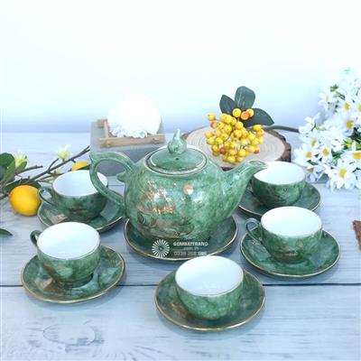 Bộ chén trà Bát Tràng thuận buồm rẻ đẹp