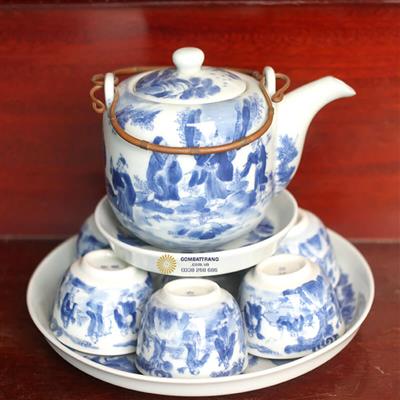 Bộ Pha Trà Bát Tràng Trúc Lâm Thất Hiền Cao Cấp