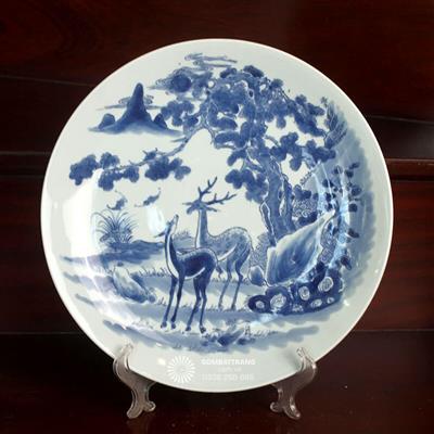 Đĩa gốm cổ trang trí nhà cửa Tùng Lộc Diên Diên