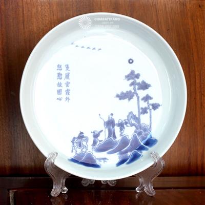 Đĩa gốm giả cổ Trương Lương Dâng Giày sang trọng