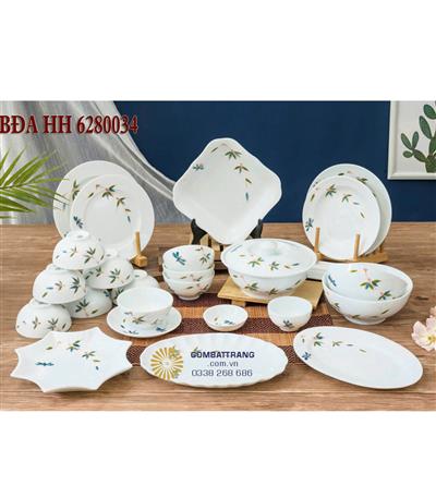 Đĩa gốm sứ bát tràng- Set đồ ăn vẽ tay thủ công cao cấp