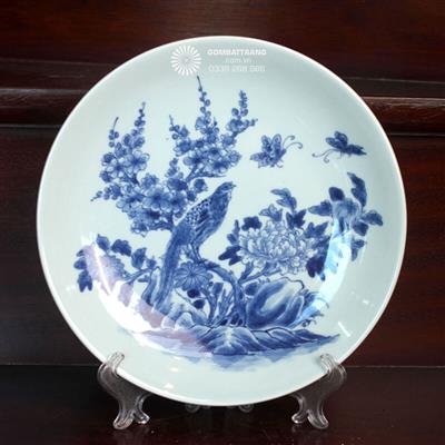 Đĩa men cổ họa tiết chim và hoa tuyệt đẹp