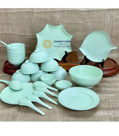 Gooms Bát Tràng xanh ngọc – bộ bát đĩa thủ công cao cấp
