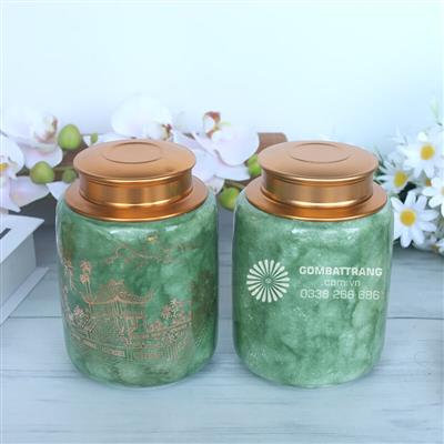 Hộp đựng chè bằng sứ trang trí bàn khách đẹp