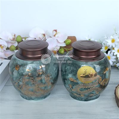 Hộp Đựng Chè Khô Gốm Sứ Quà Tặng Cao Cấp