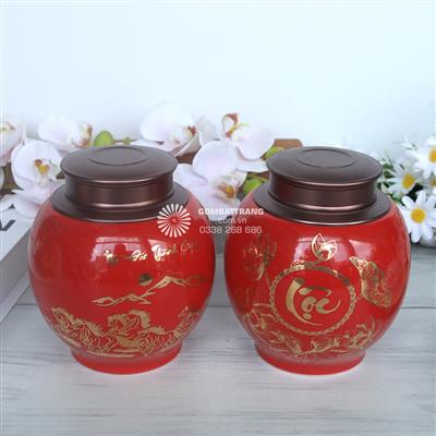 Hộp Đựng Trà Bằng Sứ Tài Lộc Sang Trọng