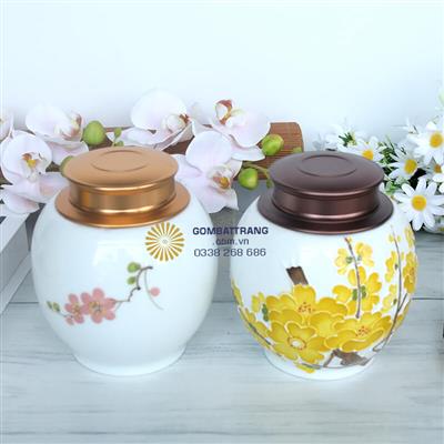 Hũ Đựng Chè Họa Tiết Hoa Tết Quà Tặng Cực Đẹp