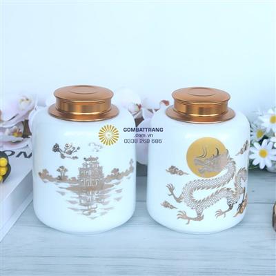Hũ Sứ Đựng Trà Họa Tiết Hà Nội Rẻ Đẹp