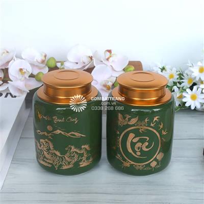 Hũ Sứ Đựng Trà Phong Thủy Trang Trí Bàn Trà