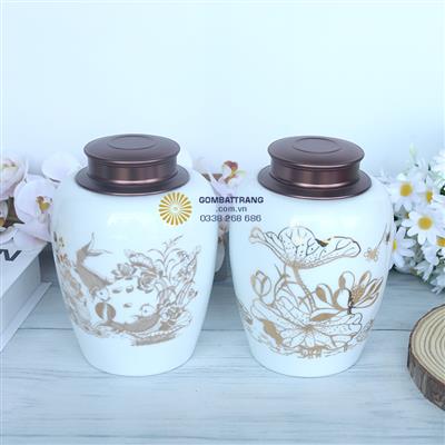 Lọ đựng chè Bát Tràng quà tặng gốm sứ phong thủy