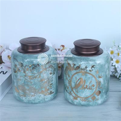 Lọ đựng trà gốm sứ trang trí phong thủy