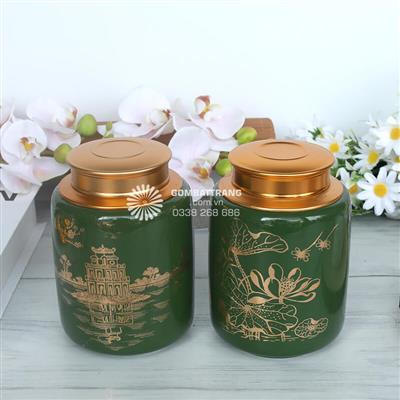 Lọ Đựng Trà Quà Tặng Gốm Sứ Truyền Thống