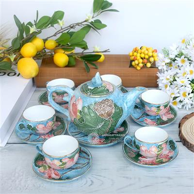 Mua bộ ấm chén bát tràng màu xanh giá rẻ nhất