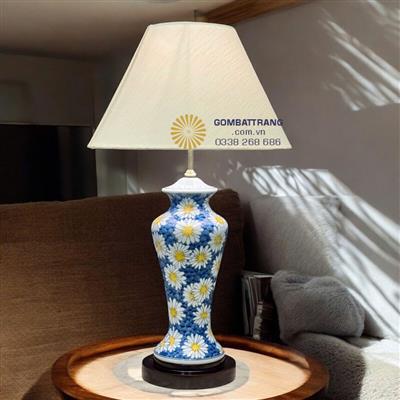 Quà tặng cao cấp - Đèn ngủ gốm sứ vẽ hoa hồng rực rỡ.