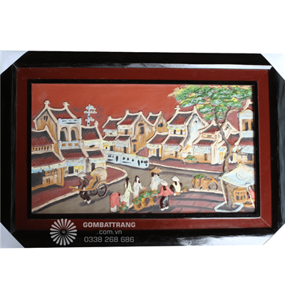 Tranh Bát Tràng phố xưa Hà Nội tinh xảo