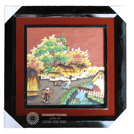 tranh-gom-cao-cap-ve-canh-lang-que-Viet-Nam