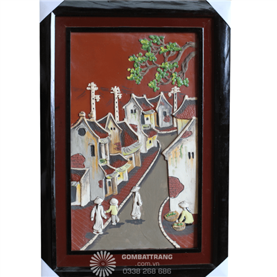 Tranh gốm mosaic vẽ thiếu nữ trong áo dài trắng