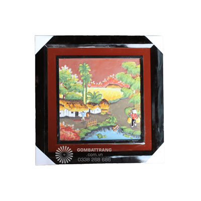 Tranh gốm sứ ốp tường cảnh làng quê