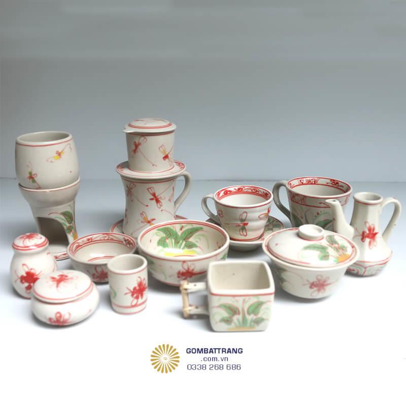 Bát đĩa Bát Tràng cao cấp vẽ chuồn chuồn