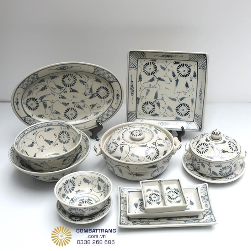 Bát Đĩa Bát Tràng Đẹp Men Rạn Giả Cổ Cao Cấp