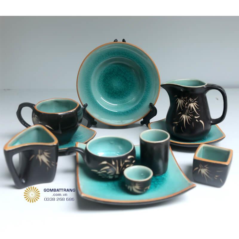 Bát Đĩa Hoa Văn Cổ Men Rạn Cổ Điển Cực Sang