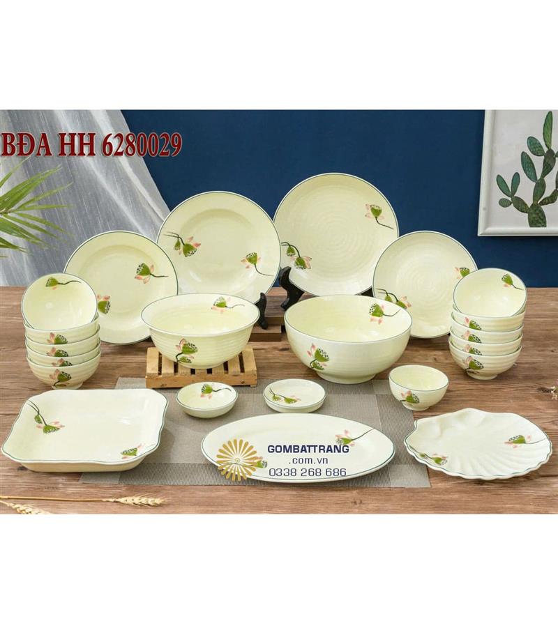 Bộ bát đĩa bát tràng 11 món-Bình yên cho  mâm cơm việt