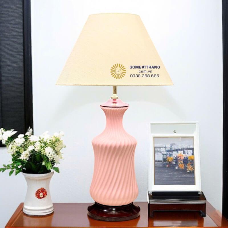 Đèn ngủ gốm Cao Cấp- Sắc Hồng Nhẹ Nhàng Cho Phòng Ngủ