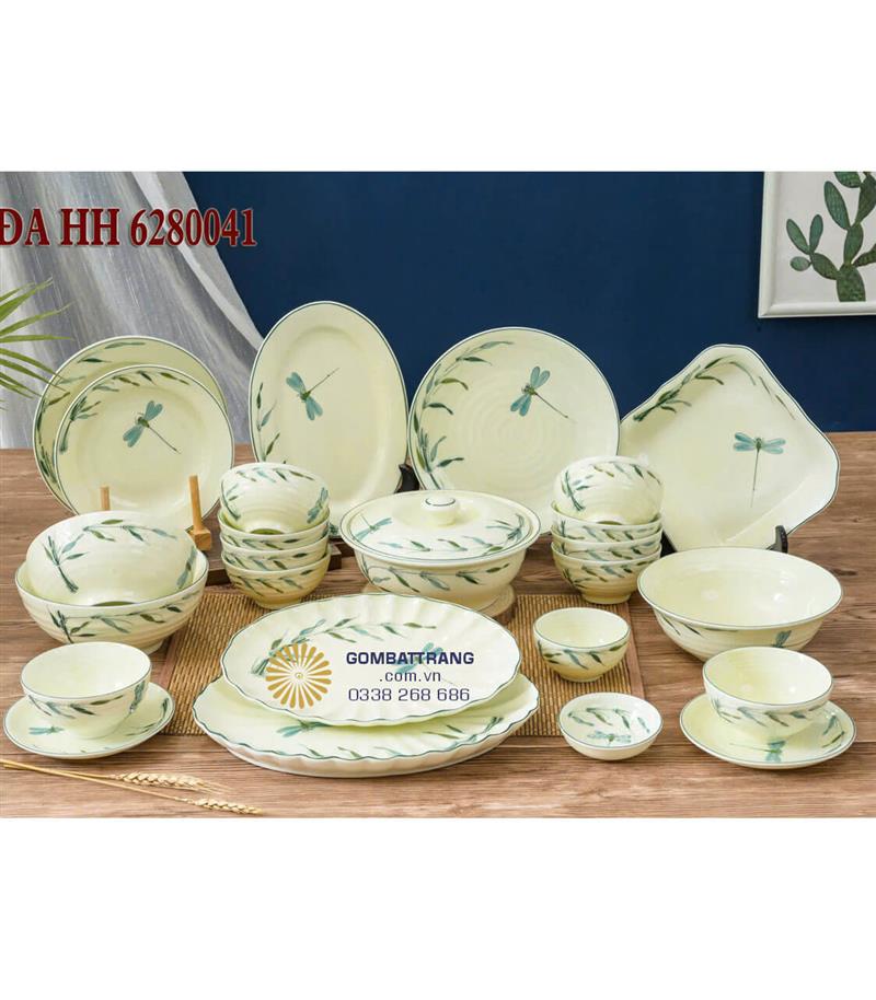 Đĩa gốm sứ bát tràng- Set 22 món đủ phụ kiện cho bàn ăn