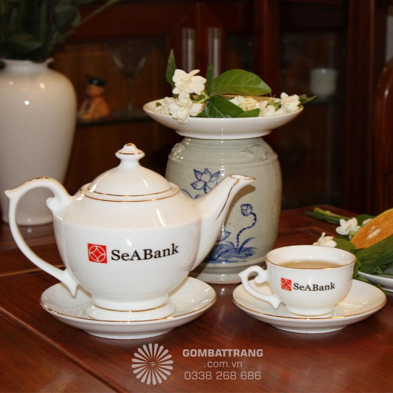 Quà tặng Bộ ấm chén Bát Tràng in logo