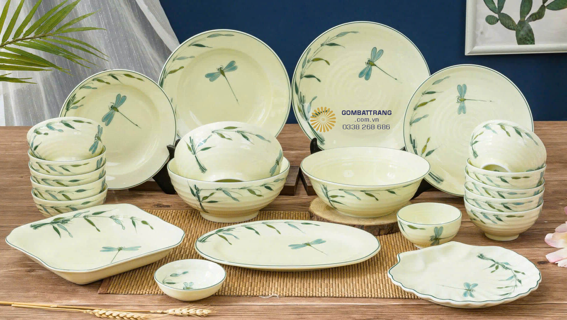 Bát đĩa bát tràng cao cấp – hoa đào tinh xảo.