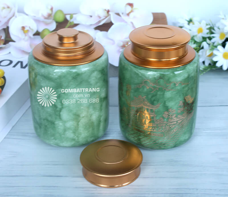 Hộp đựng chè bằng sứ tôn vinh không gian trà đạo