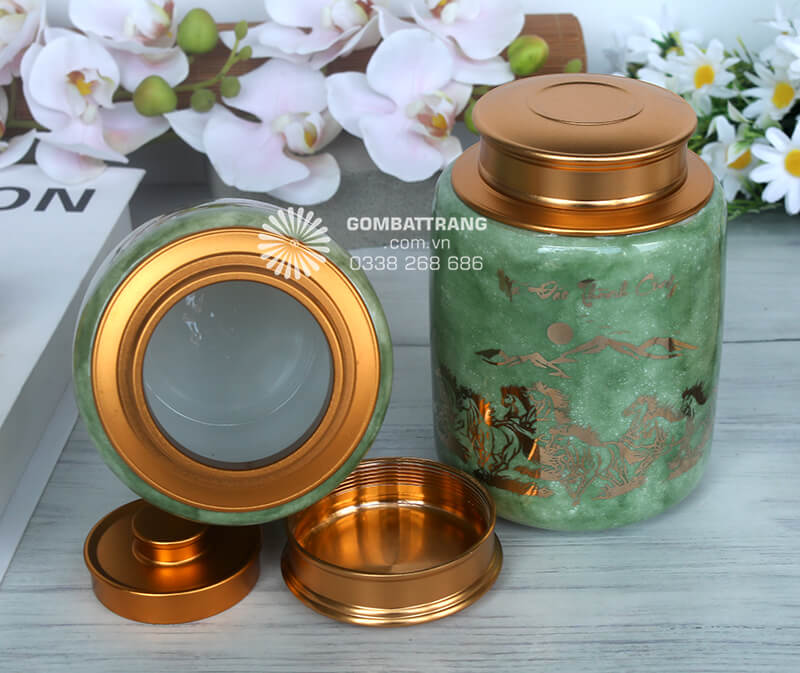 Hộp trà gốm độc đáo là tuyệt tác men hỏa biến sang trọng