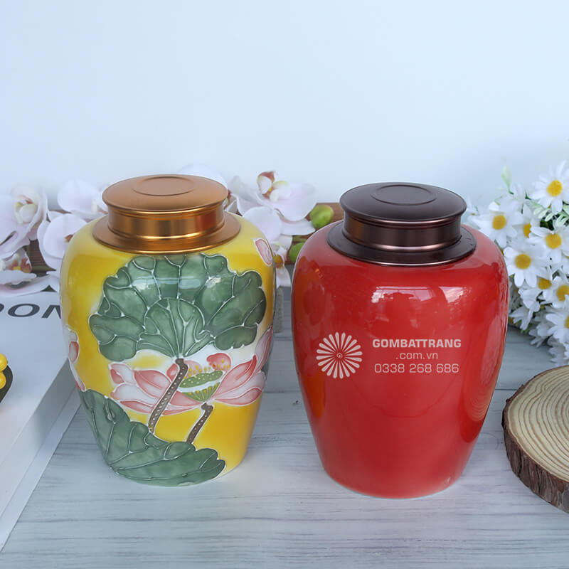 Lọ đựng trà thân tròn mềm mại, tạo cảm giác chắc chắn và hiện đại