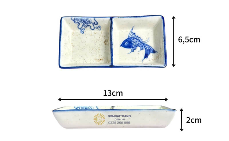Bộ bát đĩa nhà hàng giá rẻ họa tiết cá tiêu được chế tác hoàn toàn thủ công