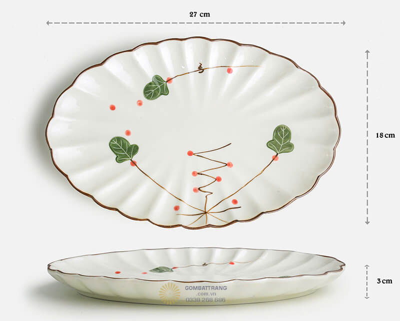 Lớp men phủ bề mặt bát đĩa gốm sứ bát tràng có độ bóng đẹp tự nhiên, không bong tróc hay phai màu theo thời gian