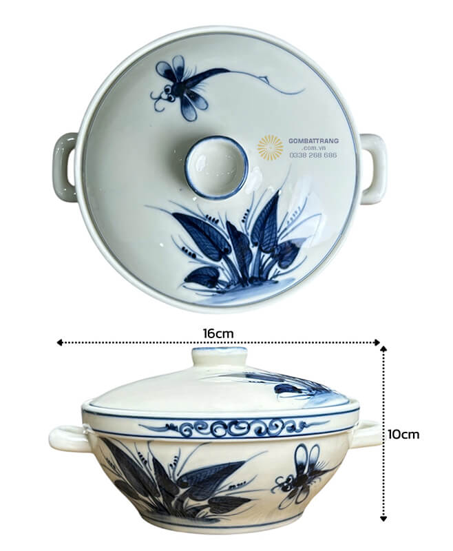 Âu cơm trong bộ bát đĩa Bát Tràng đẹp dùng để đựng cơm cho cả gia đình