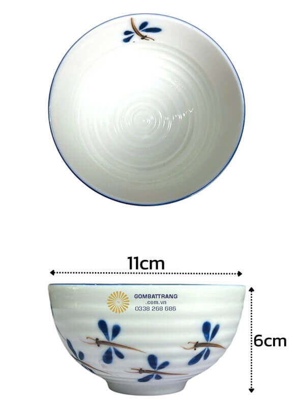 Bộ bát đĩa bao gồm 6 bát cơm với kích thước vừa phải, phù hợp cho việc ăn cơm hàng ngày của cả người lớn và trẻ em
