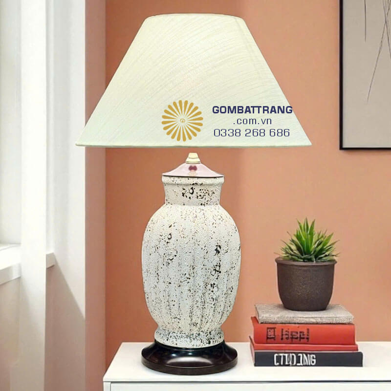 Đèn ngủ gốm sứ men rạn cổ – tuyệt tác gốm dáng chum độc đáo
