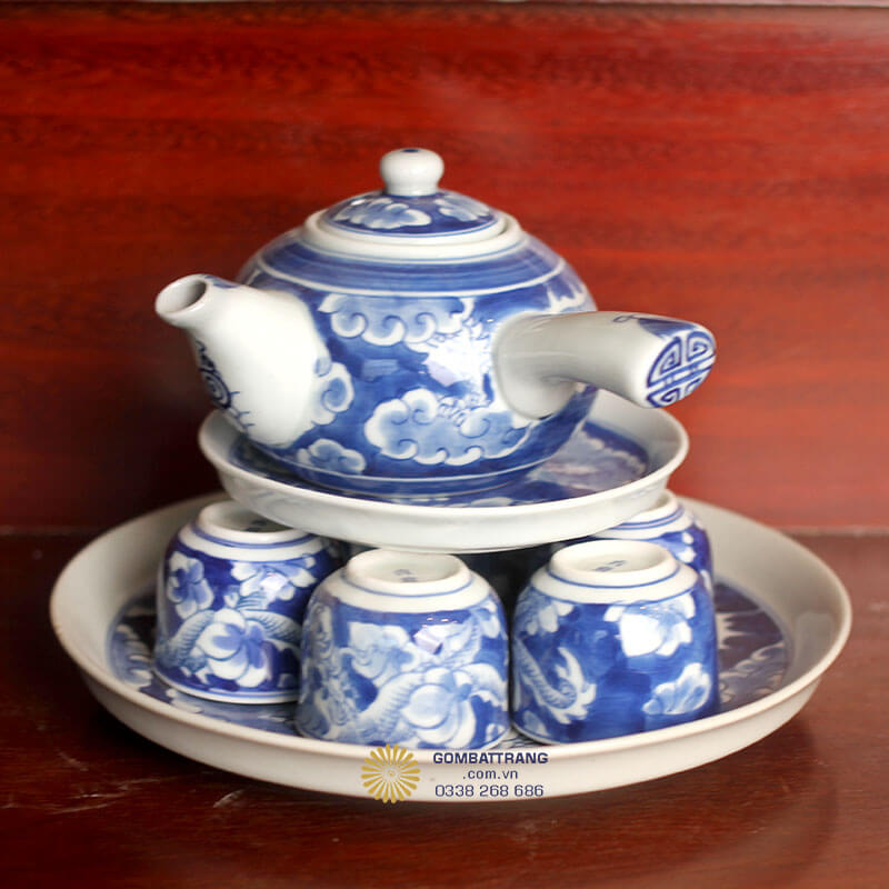 Bộ sản phẩm ấm chén giả cổ chất lượng cao đến từ làng nghề gốm Bát Tràng truyền thống