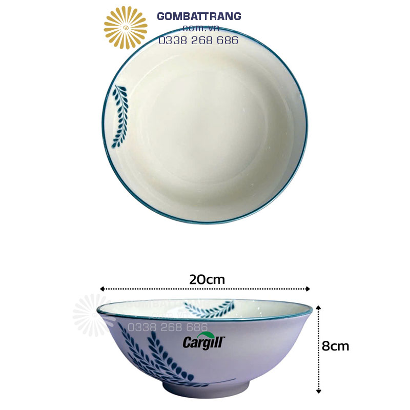 Tô canh đường kính 20 cm vẽ lá me