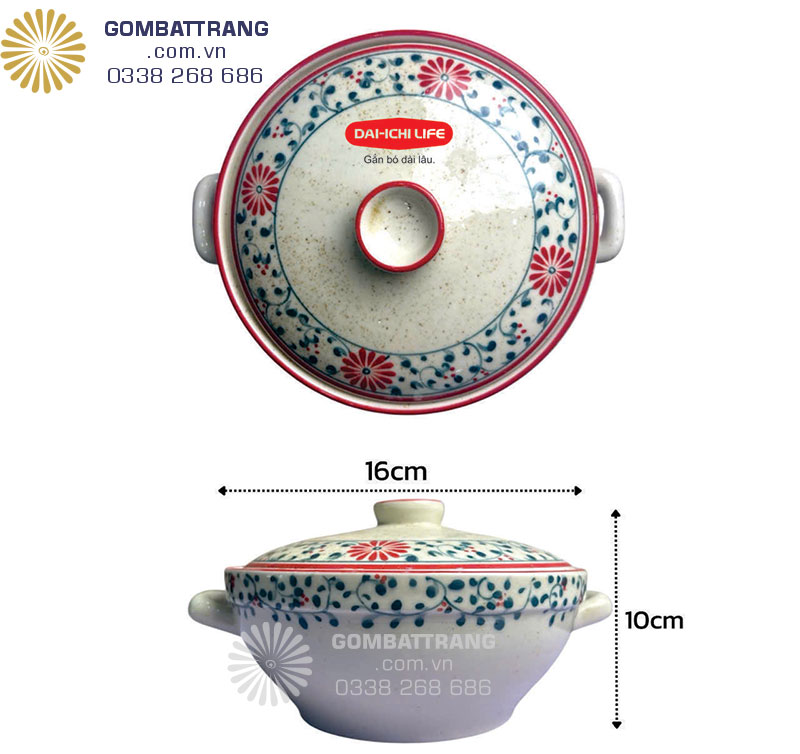 Âu cơm đường kính 16cm vẽ hoa Cúc Cát Tường 