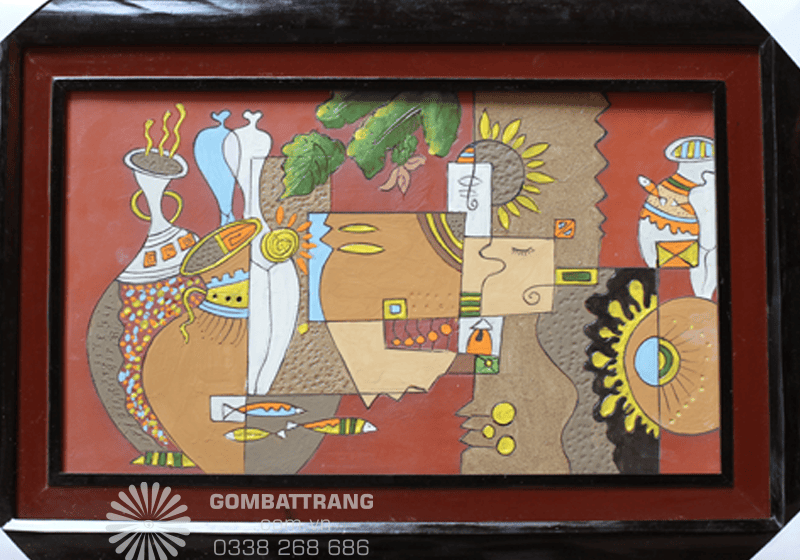 Bức tranh gốm sứ Bát Tràng trừu tượng, thể hiện sự phá cách và sáng tạo không giới hạn