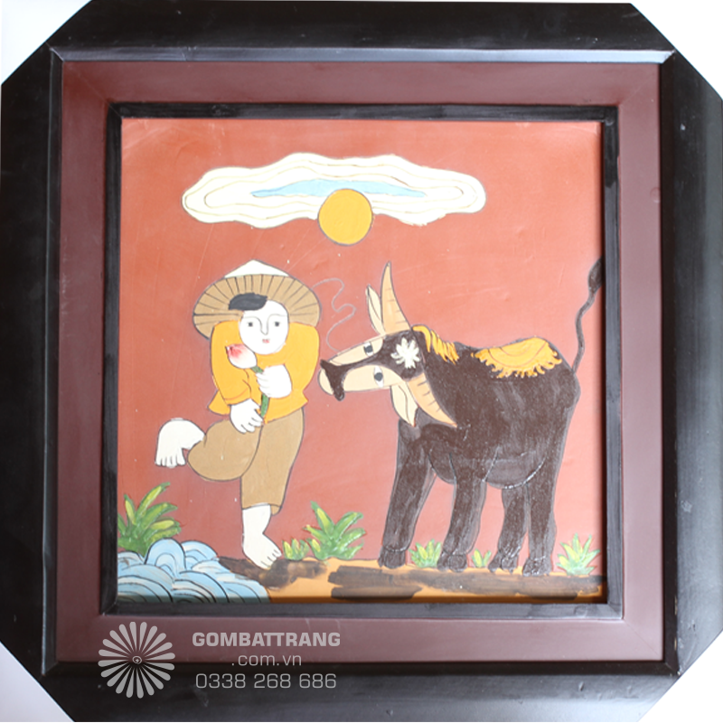 Tranh gốm bát tràng cậu bé và con trâu – Hình ảnh dân dã giàu ý nghĩa phong thủy