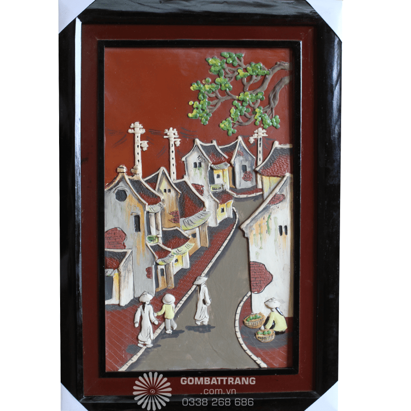 Tranh gốm mosaic thiếu nữ áo dài trắng vẽ tay tinh xảo.